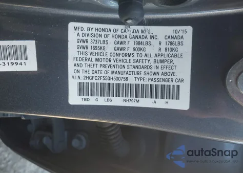 2016 Honda Civic Lx from USA, damaged, VIN 2HGFC2F55GH500758